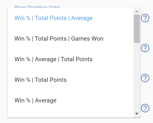 Player Standings Setting